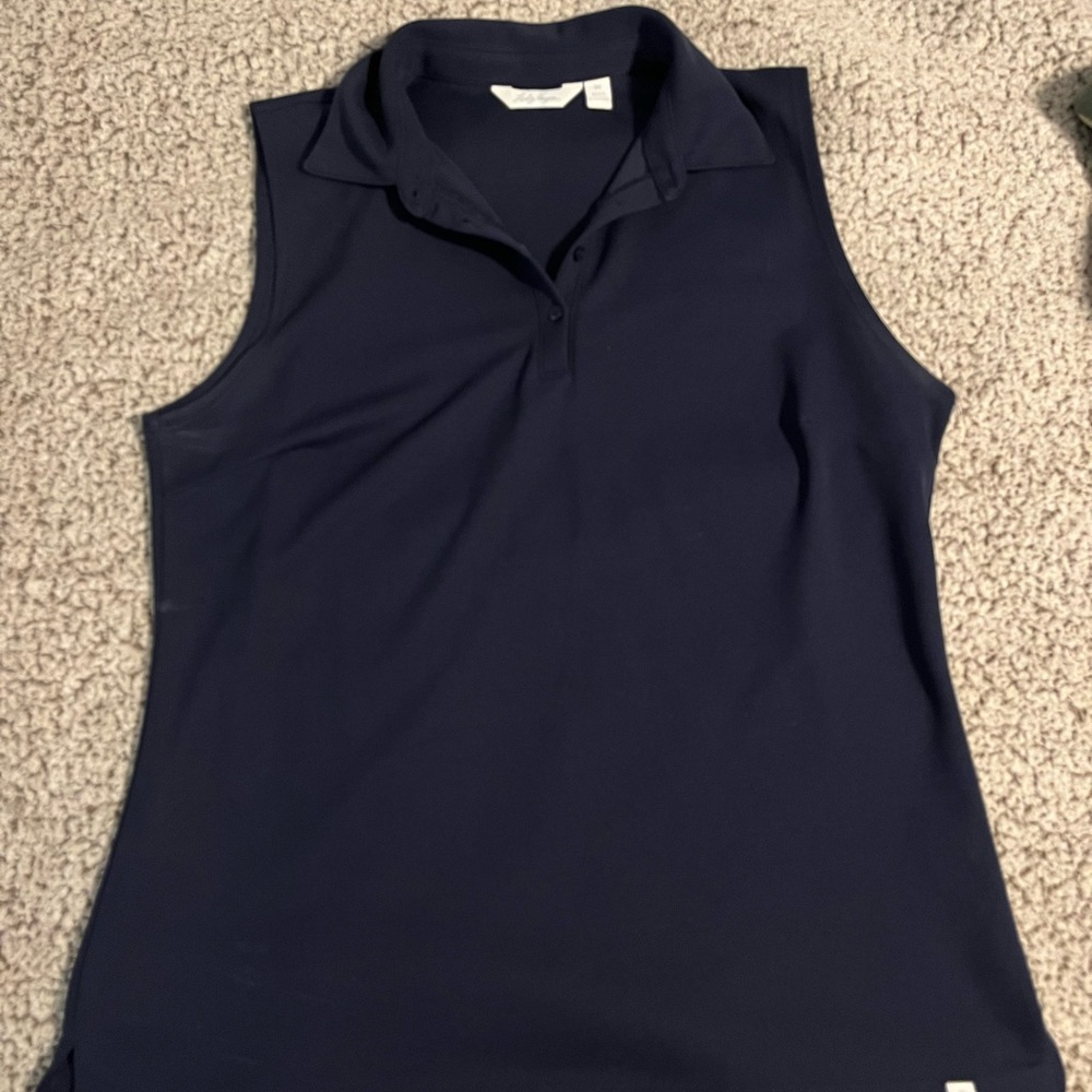 Lady Hagen Dark Blue Sleeveless Polo Top